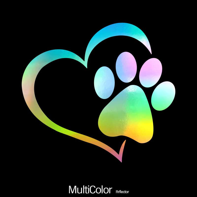 Heart Shaped Dog Paw Print Car Sticker