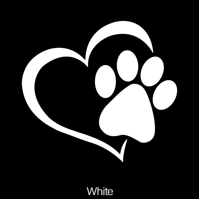 Heart Shaped Dog Paw Print Car Sticker
