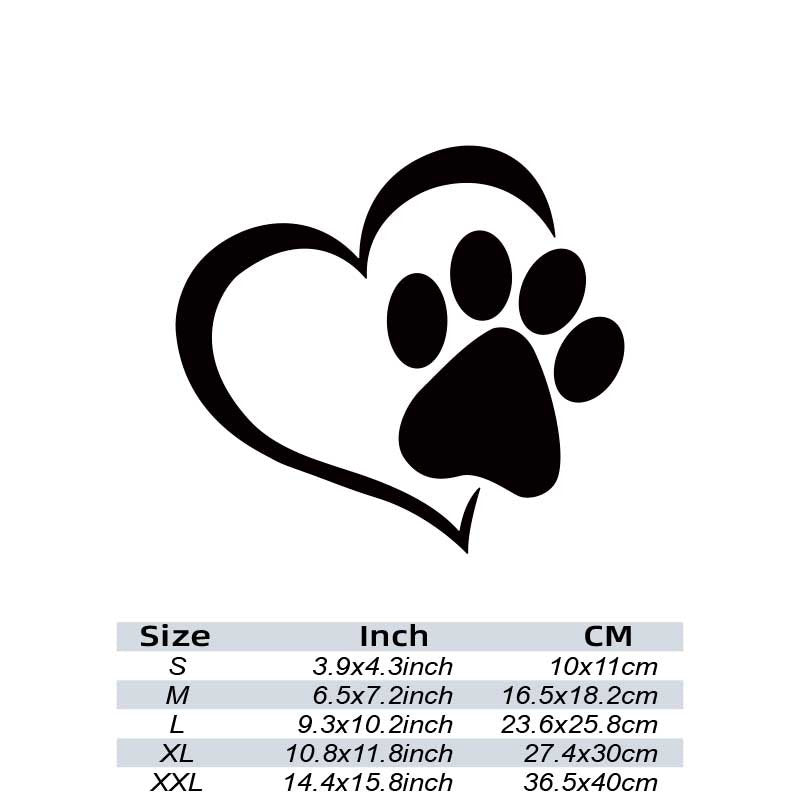 Heart Shaped Dog Paw Print Car Sticker