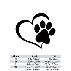 Heart Shaped Dog Paw Print Car Sticker