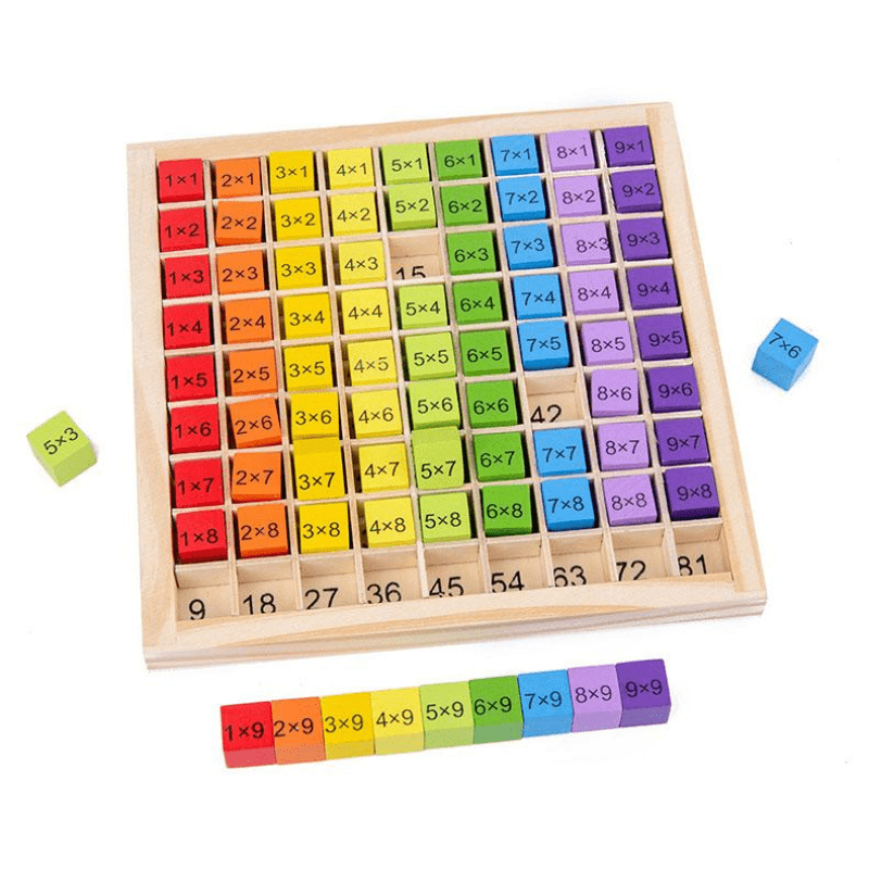 Montessori Wooden Math Toys 99 Multiplication Table Arithmetic Teaching Aids