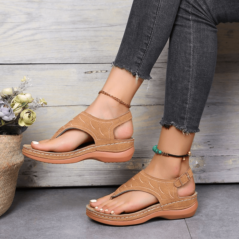 Women's Open Toe Thong Sandals Non Slip Flat Summer Sandals
