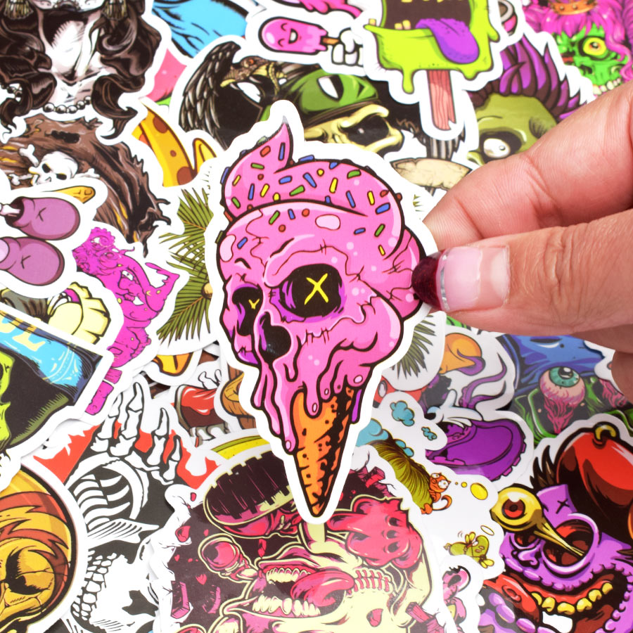 50pcs Skeleton Stickers for Laptops, Skateboards - Cool Decal Pack