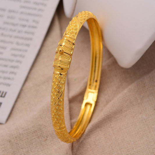 24K Plated Ethiopian Golden Bangles For Women African Dubai Jewelry