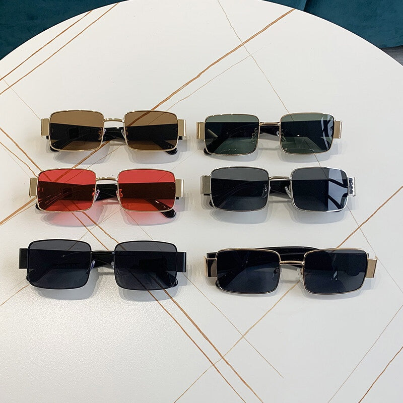Rectangle Sunglasses Gradient Metal Vintage Eyewear For Women