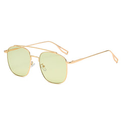 Double Bridge Square Aviator Sunglasses Metal Gradient Golf Driving Eyewear