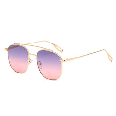 Double Bridge Square Aviator Sunglasses Metal Gradient Golf Driving Eyewear