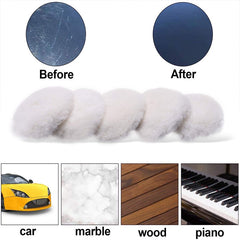 Wool Polishing Discs Set for Car Waxing & Buffing - 5 Sizes