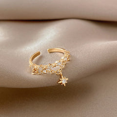 Geometric Chain Ring Star Shape Pendant Adjustable