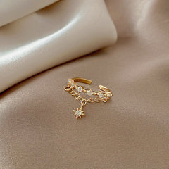 Geometric Chain Ring Star Shape Pendant Adjustable
