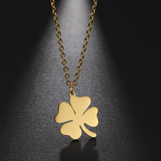 Four Leaf Clover Necklace Lucky Stainless Steel Necklaces For Women Men