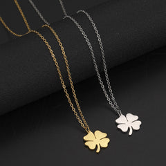 Four Leaf Clover Necklace Lucky Stainless Steel Necklaces For Women Men