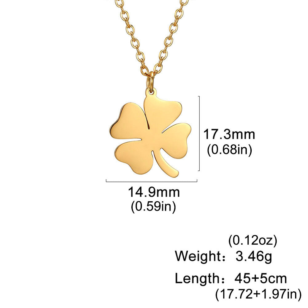 Four Leaf Clover Necklace Lucky Stainless Steel Necklaces For Women Men