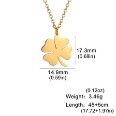 Four Leaf Clover Necklace Lucky Stainless Steel Necklaces For Women Men