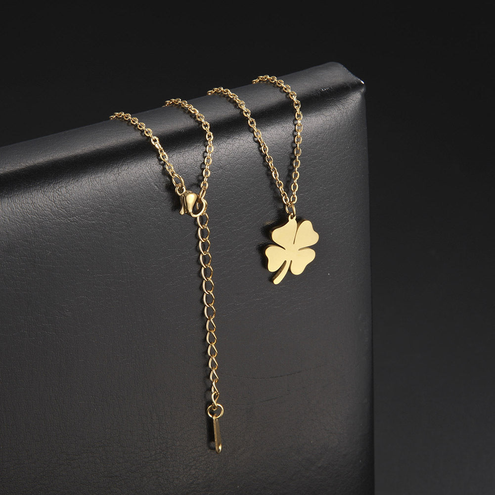 Four Leaf Clover Necklace Lucky Stainless Steel Necklaces For Women Men
