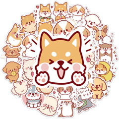 50pcs Fluffy Dogs Waterproof Doodle Stickers for Decoration