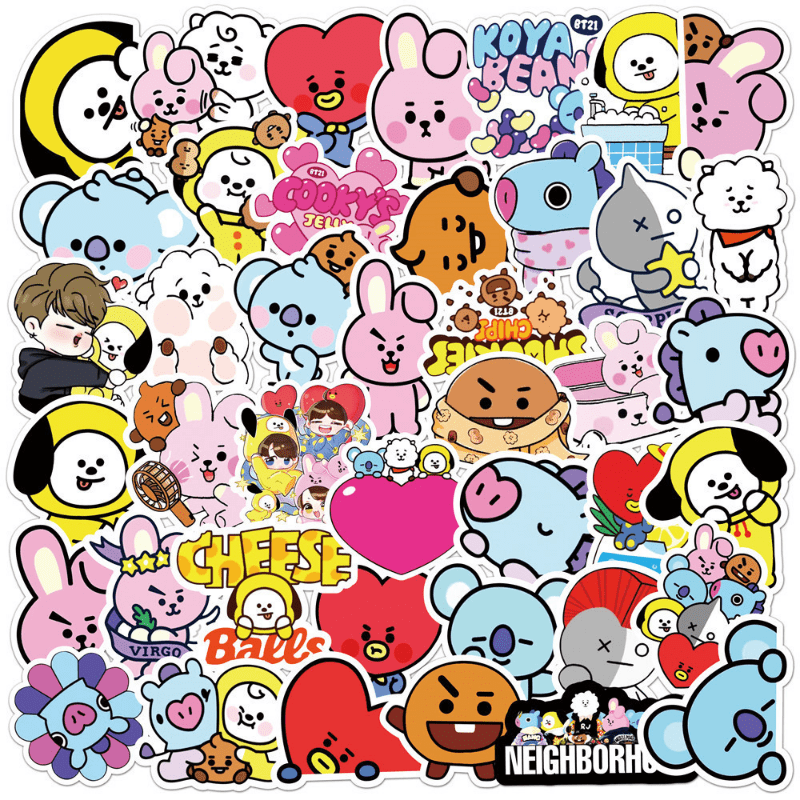 50pcs Fluffy Dogs Waterproof Doodle Stickers for Decoration