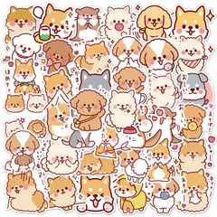 50pcs Fluffy Dogs Waterproof Doodle Stickers for Decoration