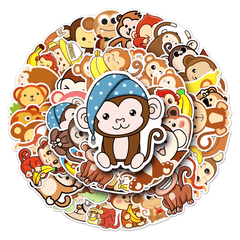 50pcs Monkeys Waterproof Doodle Stickers for Laptop Water Bottle Scrapbooki
