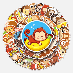 50pcs Monkeys Waterproof Doodle Stickers for Laptop Water Bottle Scrapbooki