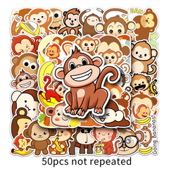50pcs Monkeys Waterproof Doodle Stickers for Laptop Water Bottle Scrapbooki
