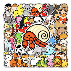 50pcs Cartoon Animal Graffiti Anime Self-adhesive Stickers Waterproof Decorative