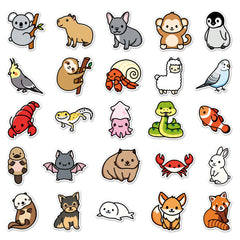 50pcs Cartoon Animal Graffiti Anime Self-adhesive Stickers Waterproof Decorative