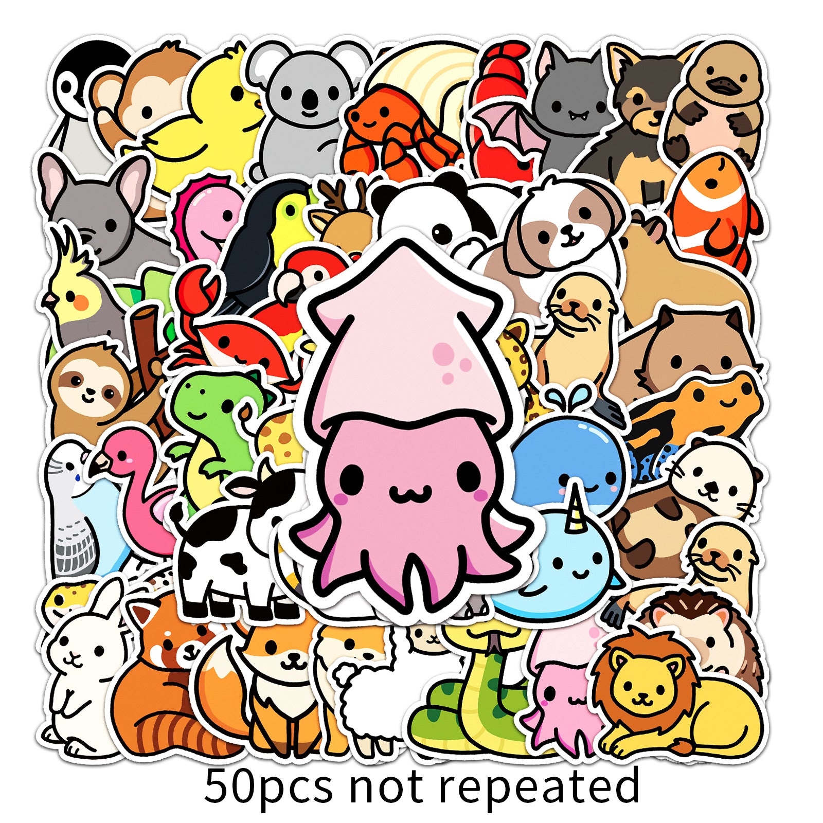 50pcs Cartoon Animal Graffiti Anime Self-adhesive Stickers Waterproof Decorative