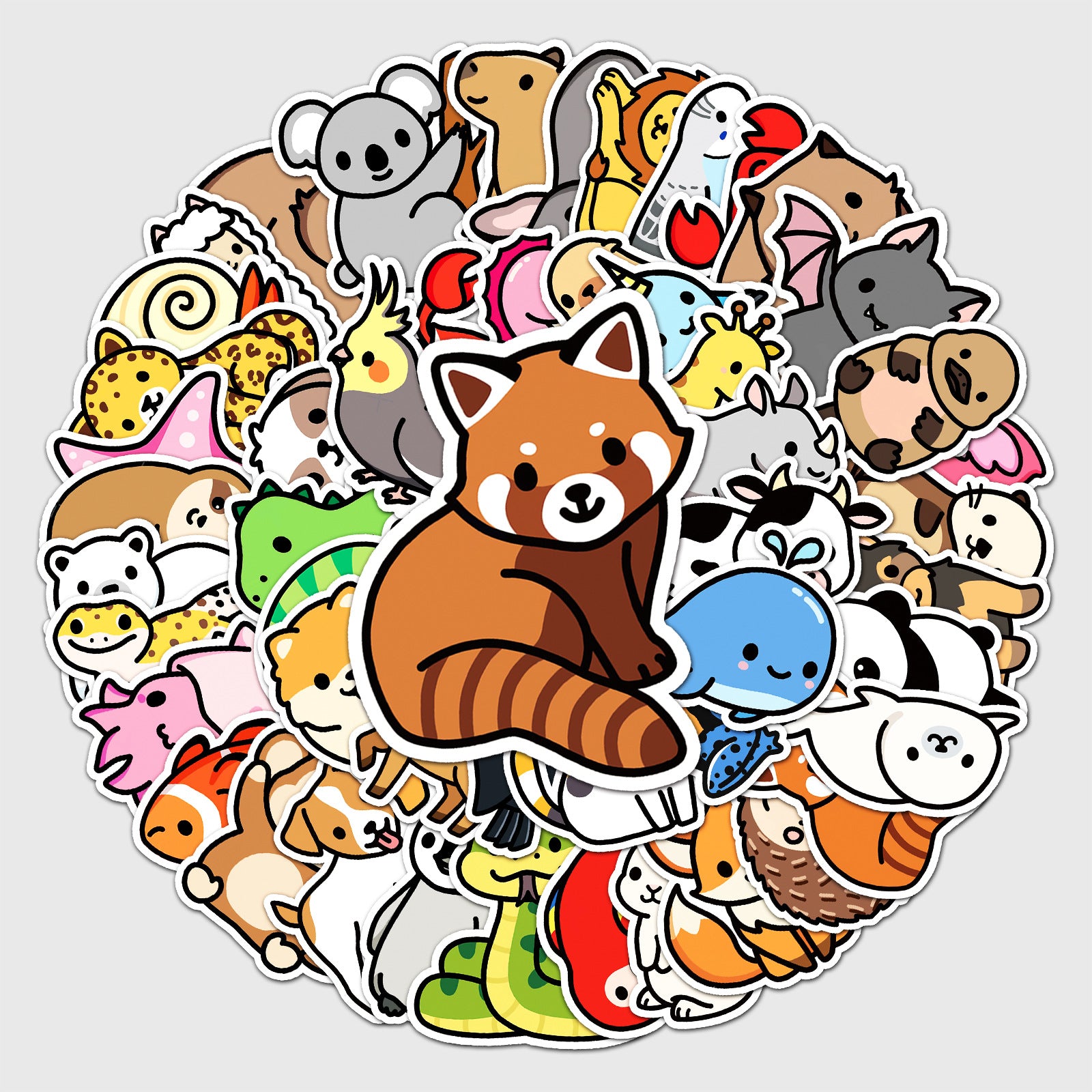 50pcs Cartoon Animal Graffiti Anime Self-adhesive Stickers Waterproof Decorative