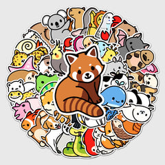 50pcs Cartoon Animal Graffiti Anime Self-adhesive Stickers Waterproof Decorative