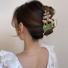 Bell Orchid Hair Claw Clip Flowers Hairpin For Women Girls