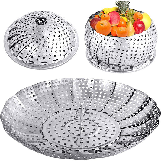 Stainless Steel Vegetable Steamer Basket Fits Various Pot Sizes 6-10.5 Inches