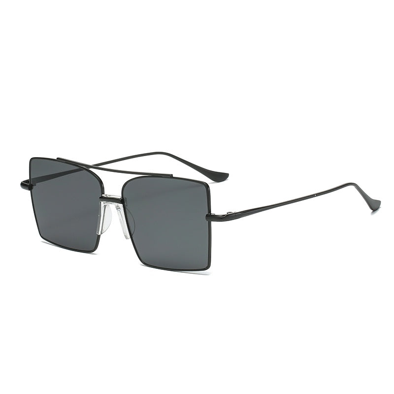 Double Bridge Metal Gradient Square Sunglasses Golf Eyewear