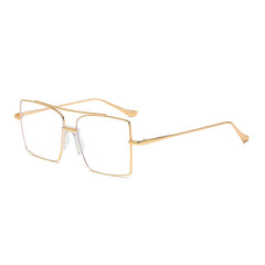 Double Bridge Metal Gradient Square Sunglasses Golf Eyewear