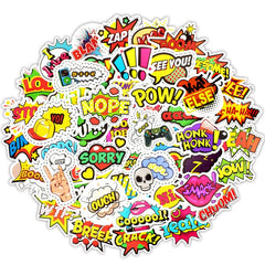50 PCS Pop Style Text Stickers for Scrapbook Laptop Skateboard