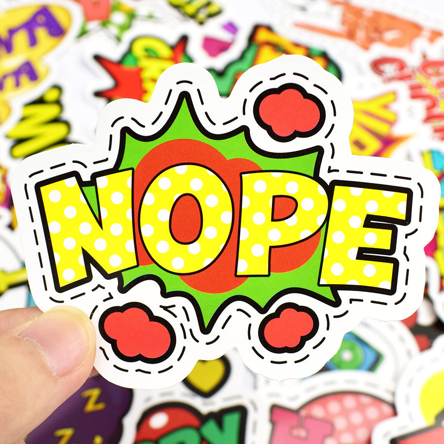 50 PCS Pop Style Text Stickers for Scrapbook Laptop Skateboard