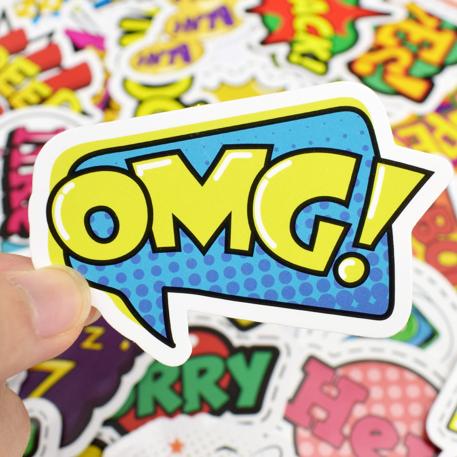 50 PCS Pop Style Text Stickers for Scrapbook Laptop Skateboard