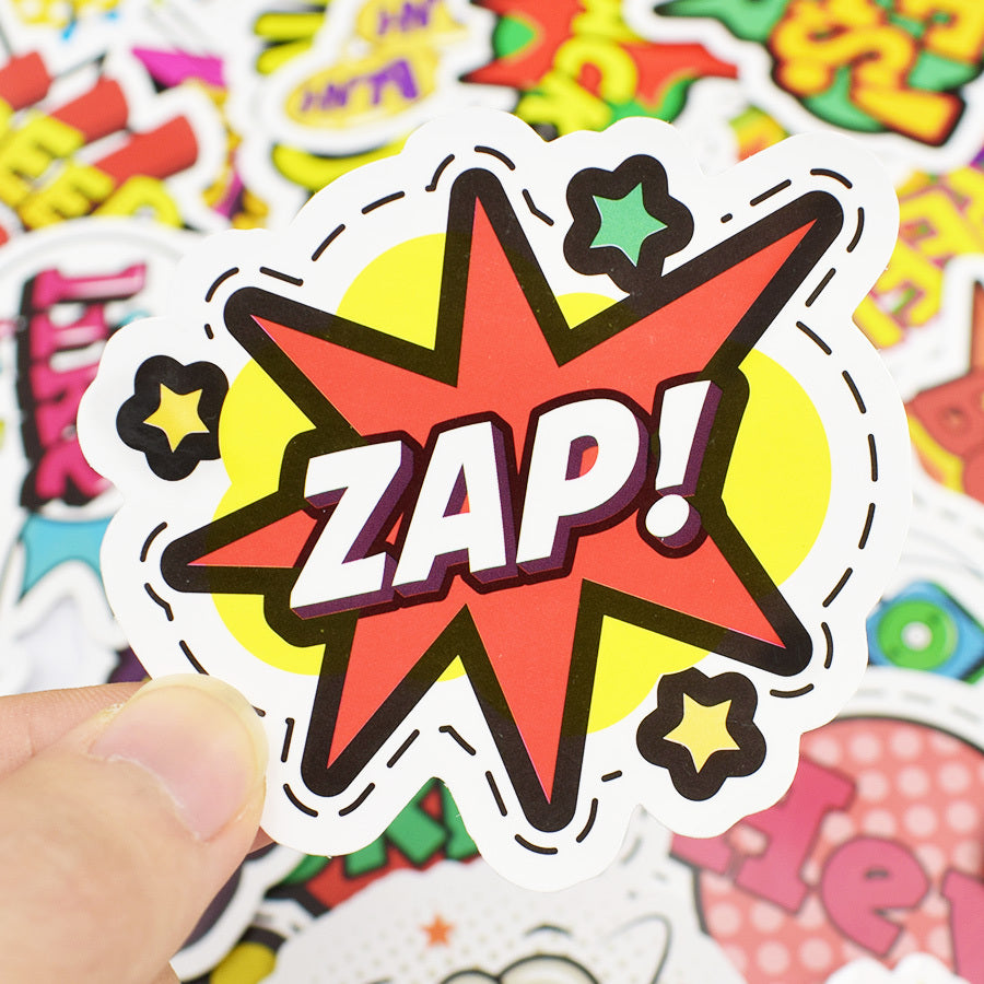50 PCS Pop Style Text Stickers for Scrapbook Laptop Skateboard