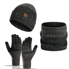 3pcs Outdoor Warm & Cold Proof Plus Velvet Bib Gloves Hat Set