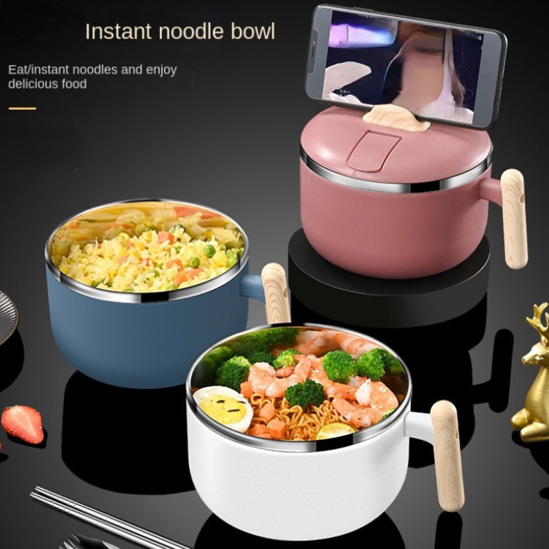 304 Stainless Steel Instant Noodle Bowl Large Capacity with Lid