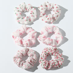 6pcs Floral Vintage Scrunchie Soft Elastic Hair Tie Hair Accessories