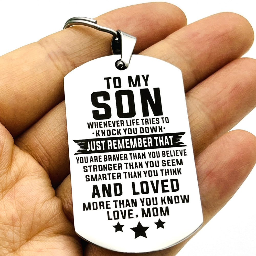 Family Keychain from Dad Mom Pendant Stainless Steel Bag Keyring