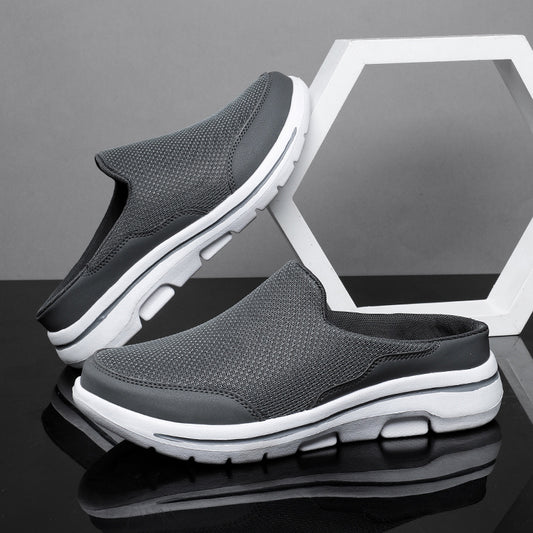Men's Breathable Mesh Mules Lightweight Non-slip Shoes Dark Grey