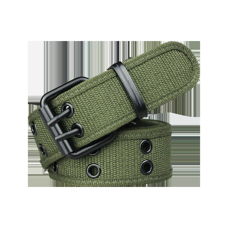 Canvas Belt Hole Square Buckle Punch Pants Belt Punk Eyelet Belt