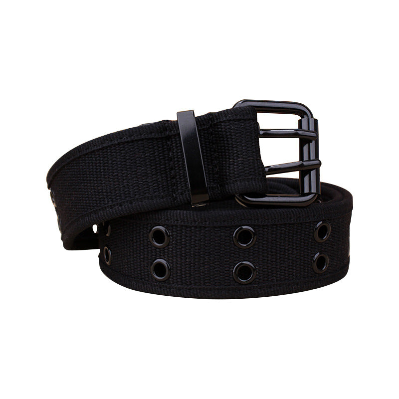 Canvas Belt Hole Square Buckle Punch Pants Belt Punk Eyelet Belt