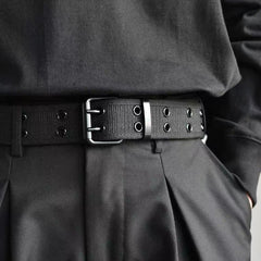 Canvas Belt Hole Square Buckle Punch Pants Belt Punk Eyelet Belt