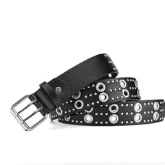 Punk Double Grommet Belt Y2K Studded Belt Gothic Rivet Belt