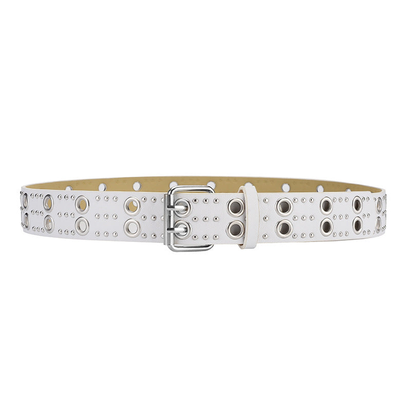 Punk Double Grommet Belt Y2K Studded Belt Gothic Rivet Belt