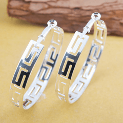 Chunky Big Hoop Earrings 925 Silver Plated Geometric Jewelry For Women Girls