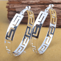 Chunky Big Hoop Earrings 925 Silver Plated Geometric Jewelry For Women Girls